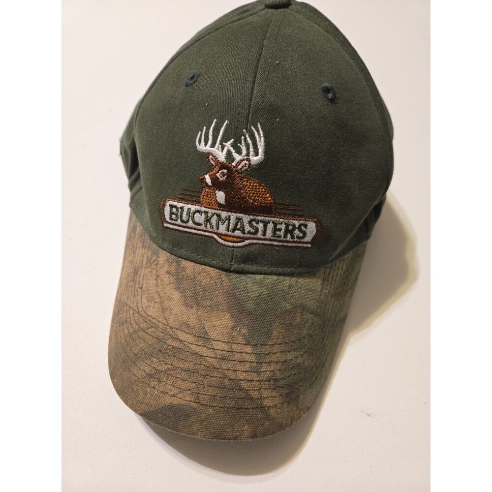 Buckmasters Cap Mens Green Camo Bill Embroidered Deer Hunting Adjustable